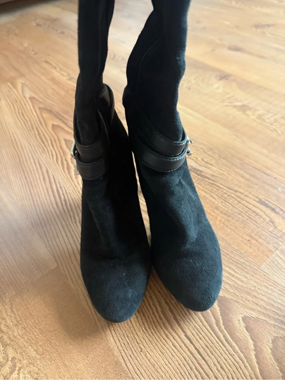 Antonio Melani Women's Black Suede High-Heel Knee Boots